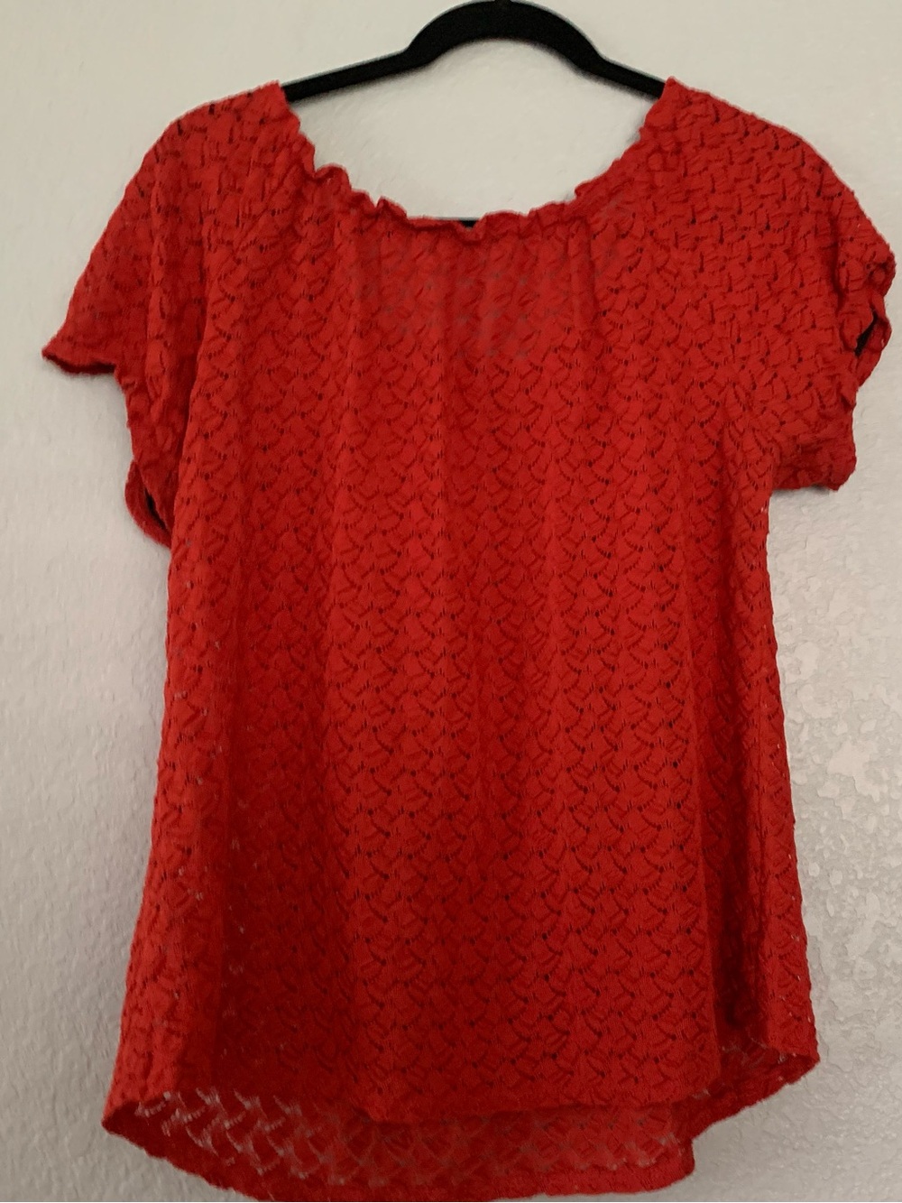 Old Navy Red Crochet Short Sleeve Blouse
